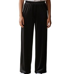 Women's Black vintage Velvet Pants Velour Wide Leg Hot Cotton by Marc Ware Large